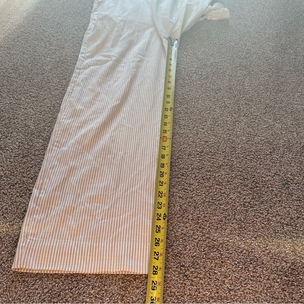 GAP Apron Ruffle Jumpsuit Neutral Stripes Size 6 Tall - Picture 10 of 12